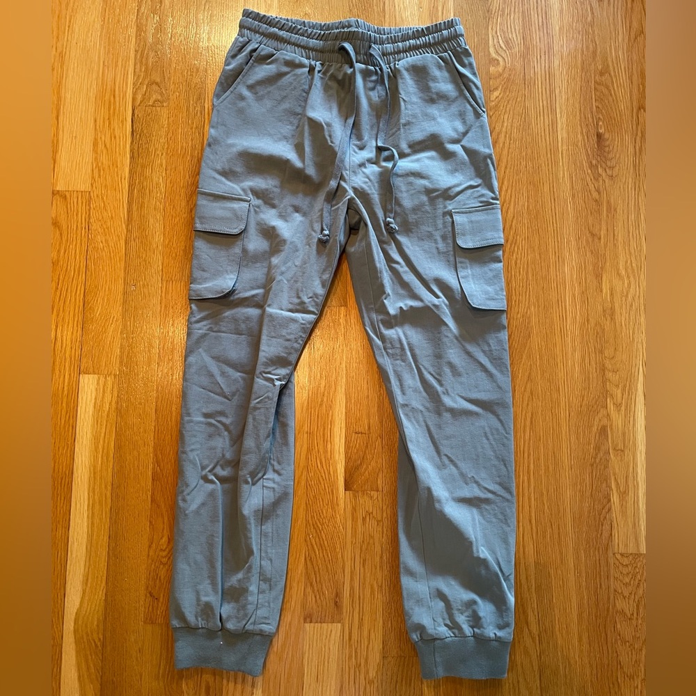 Green cargo style joggers